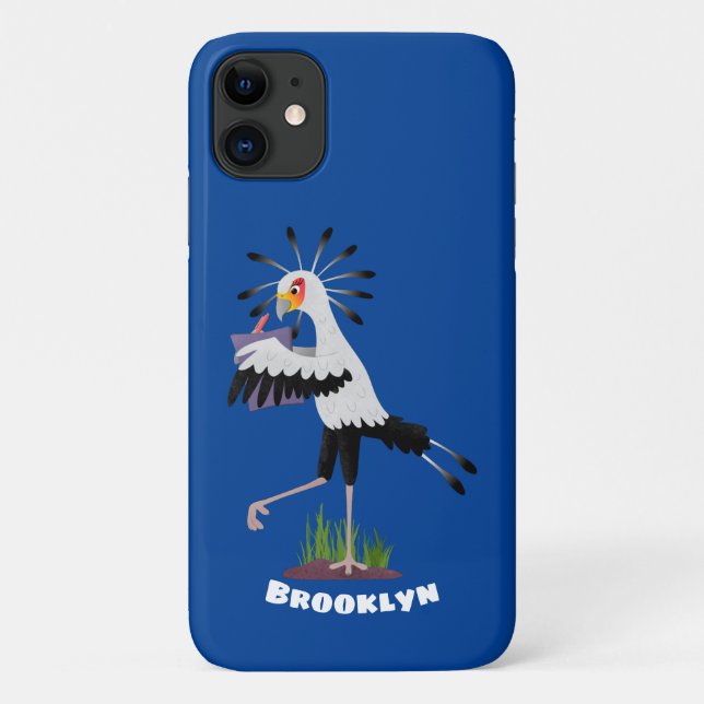 Cute secretary bird writing notes cartoon Case-Mate iPhone case (Back)