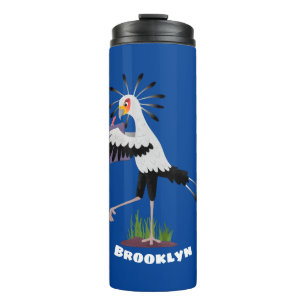 Cute secretary bird writing notes cartoon thermal tumbler