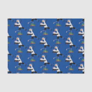 Cute secretary bird writing notes cartoon tissue paper