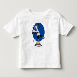 Cute secretary bird writing notes cartoon toddler t-shirt