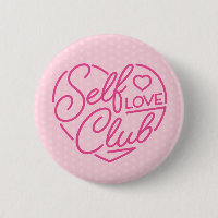 Cute Self Love Club Heart Pin Button