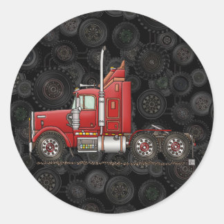 Cute Semi-Cab Classic Round Sticker
