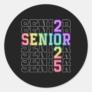 Cute Senior Cl Of 2025 Chequered Senior 25 Graduat Classic Round Sticker