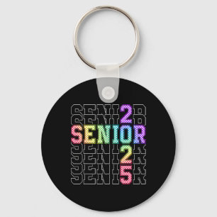Cute Senior Cl Of 2025 Chequered Senior 25 Graduat Keychain