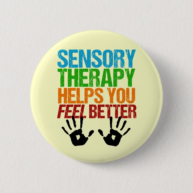 Cute Sensory Therapy OT Handprints 2 Inch Round Button (Front)