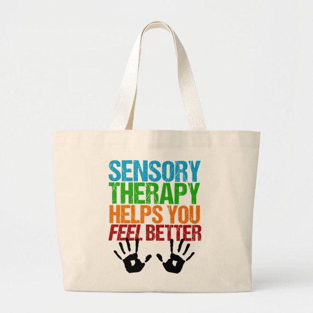 Cute Sensory Therapy OT Handprints Large Tote Bag (Front)
