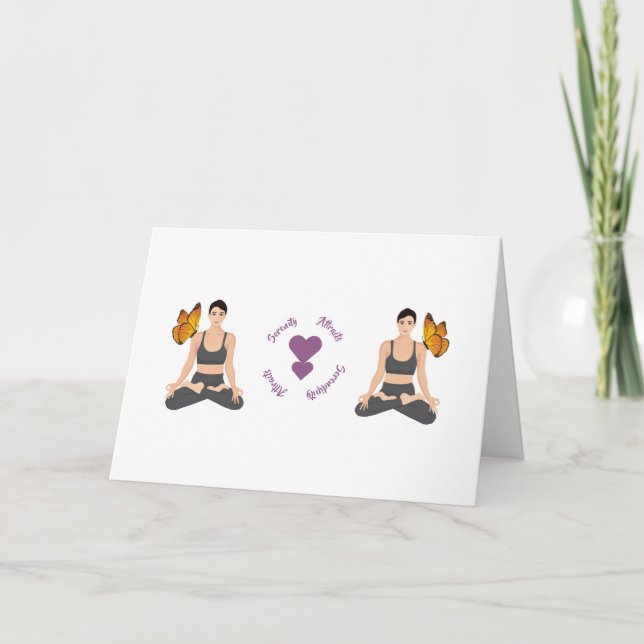 Cute Serenity Serendipity Yoga Love Personalize Card (Front)