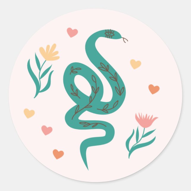 Cute serpent Boho & Sticker Fleur sauvage (Devant)