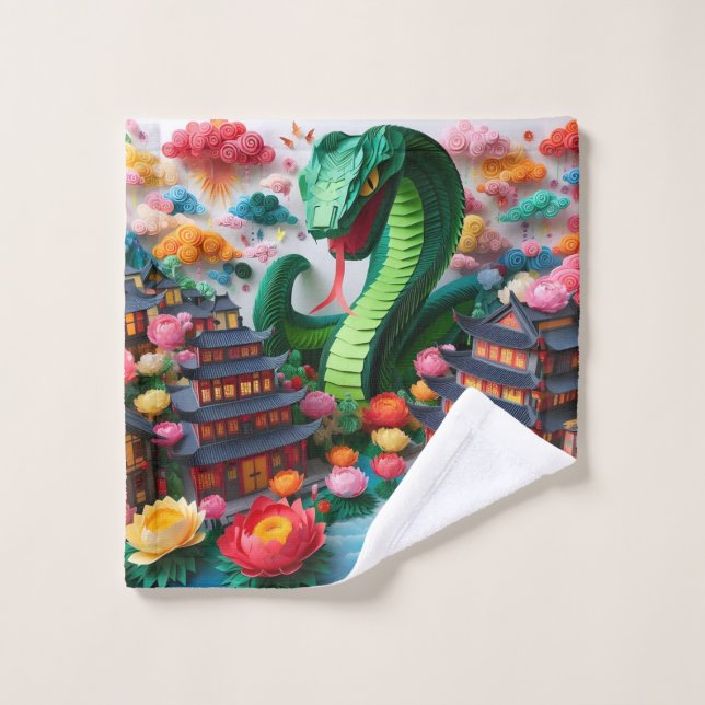 Cute serpent du Nouvel An chinois 2025 WC5 (Gant de toilette)