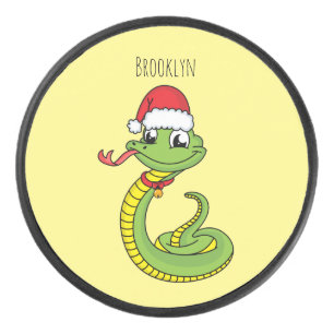 Cute serpent vert avec chapeau santa dessin animé