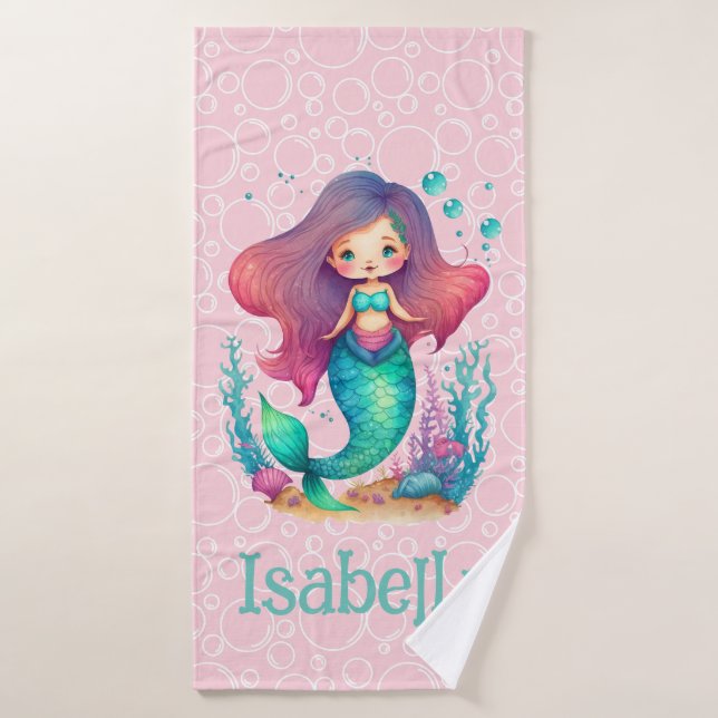 Cute serviette de bain personnelle en sirène (Serviette de bain)