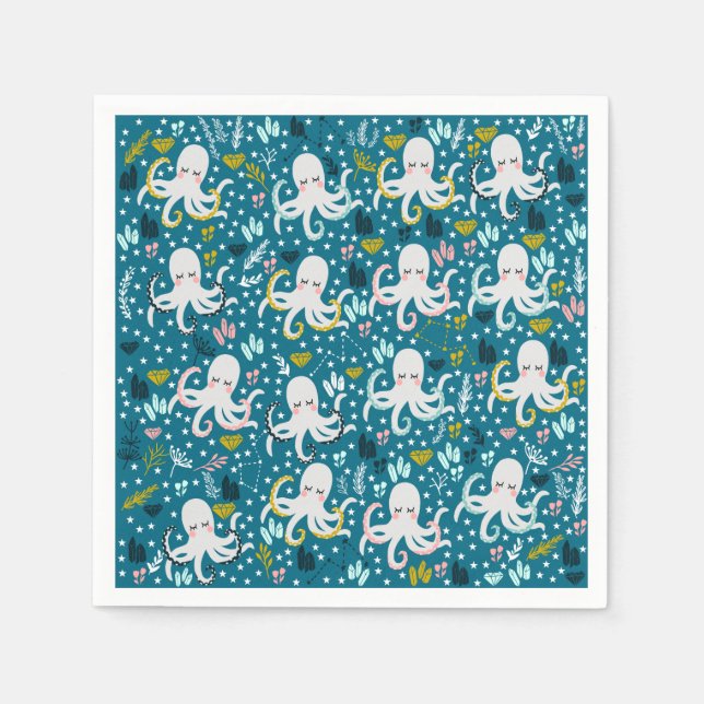 Cute serviette en papier octopus (Devant)