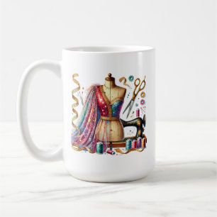 Cute sewing lovers add monogram coffee mug
