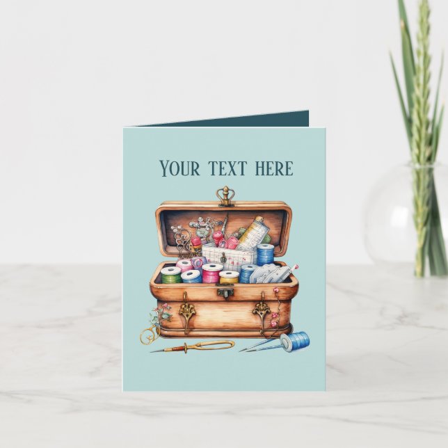 Cute sewing lovers add text  card (Front)