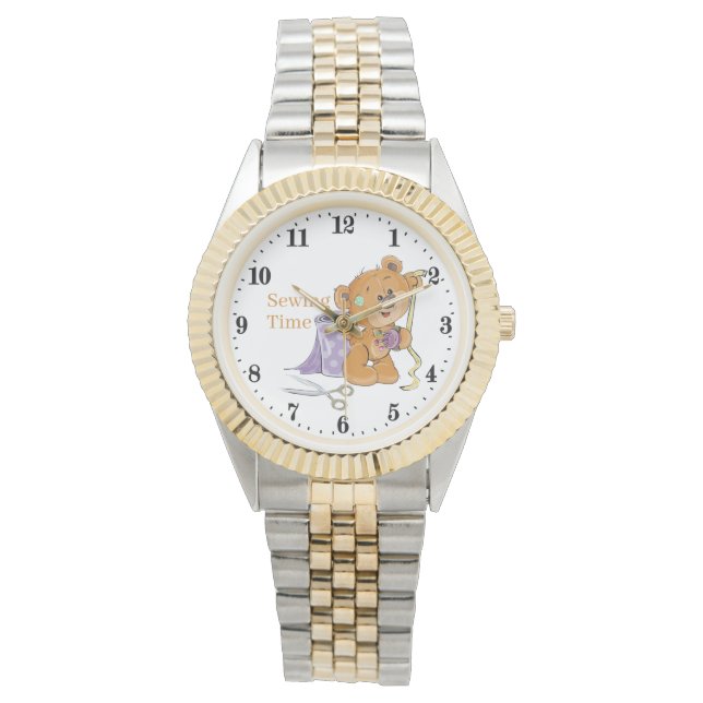 Cute sewing lovers bear Watch (Front)