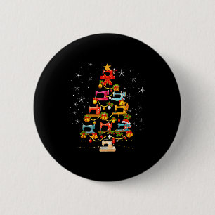 Cute Sewing Machine Christmas Tree Christmas Ornam 2 Inch Round Button