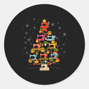 Cute Sewing Machine Christmas Tree Christmas Ornam Classic Round Sticker
