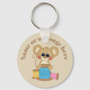 Cute sewing mouse add name or message keychain