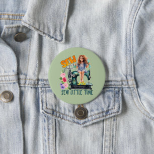 cute sewing word art 3 inch round button