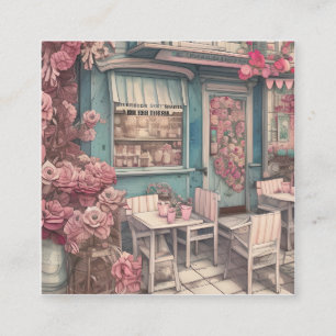 Cute Shabby Chic Coffee Shop Square Business Card