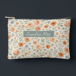 Cute Shabby Chic French Floral Toiletry Bag<br><div class="desc">Elevate your daily style with a charming contemporary French shabby chic pattern. pastel coral orange roses, light slate blue flowers, and sage green leaves set against a cream background. There is ample space for customization, allowing you to add your name, monogram, or initials. This charming and modern decorative bag is...</div>