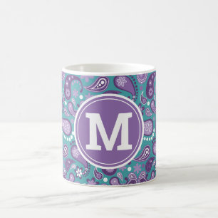 Cute Shabby Chic Purple and blue Paisley Coffee Mug