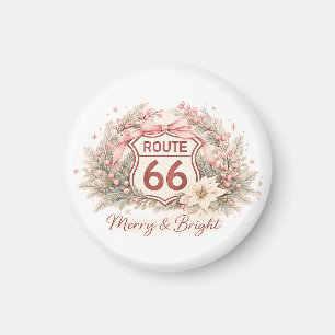 Cute Shabby Chic Route 66 Retro Winter Floral Magnet