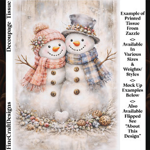 Cute Shabby Chic Snowman Couple FG2L Decoupage Tissue Paper