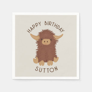 Cute, shaggy Highland cow custom design Napkin