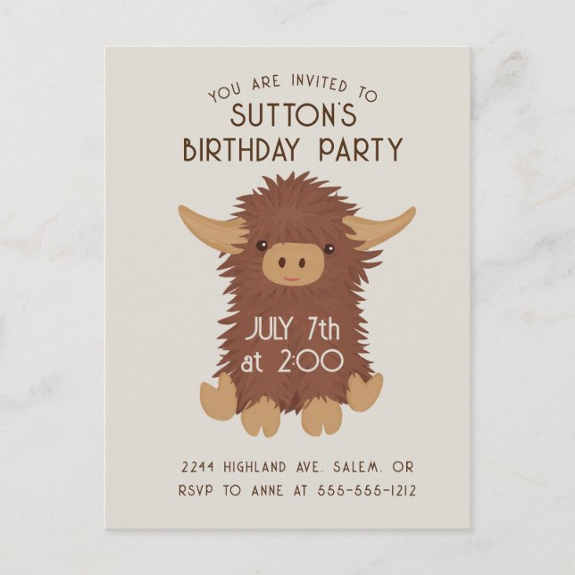 Cute, shaggy Highland cow custom Postcard (Front)