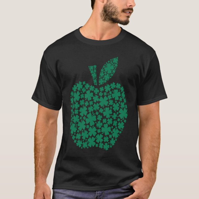 Cute Shamrock C Apple Teacher Student St Patrick's T-Shirt (Front)