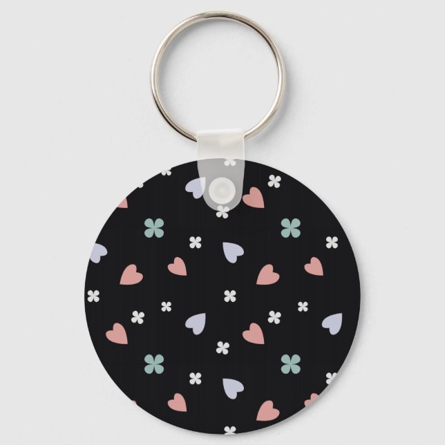 Cute Shamrock Hearts Lucky Love Pattern Keychain (Front)