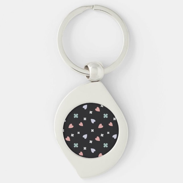 Cute Shamrock Hearts Lucky Love Pattern Keychain (Front)