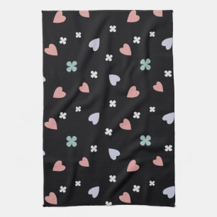 Cute Shamrock Hearts Lucky Love Pattern Kitchen Towel