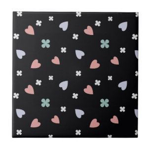 Cute Shamrock Hearts Lucky Love Pattern Tile