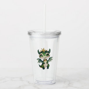 Cute Shamrock Lucky Dragon Acrylic Tumbler
