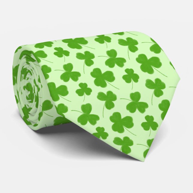 Cute Shamrock Pattern Green Tie (Rolled)