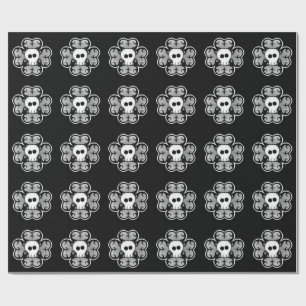 Cute shamrock with skull Gothic St Paddys day Wrapping Paper