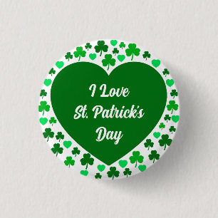 Cute Shamrocks and Hearts Green St. Patrick's Day 1 Inch Round Button