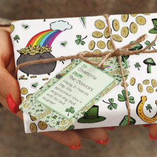 Cute Shamrocks Pattern St Patricks Day TO FROM Gift Tags