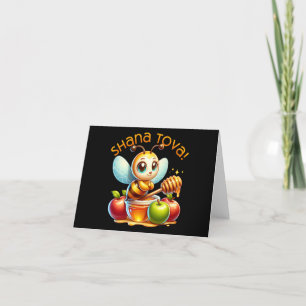 Cute Shana Tova Honey Bee with Apples Holiday Card