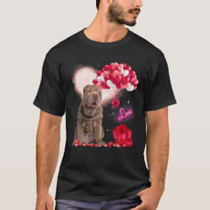 Cute Shar Pei Balloon Heart Valentine's Day Valent T-Shirt