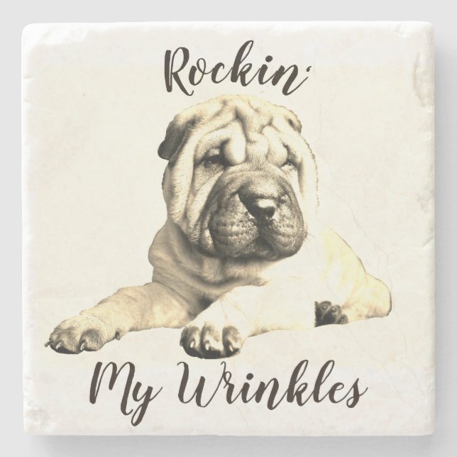Cute Shar Pei Marble Coaster (Front)