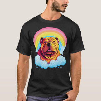 Cute Shar Pei Rainbow Cloud Kawaii Dog Happy Puppy T-Shirt