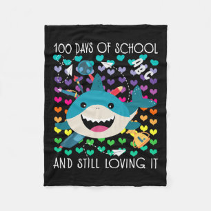 Cute Shark 100 Days Of School And Still Loving It Fleece Blanket