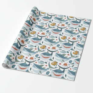 Cute Shark 1st 2nd 3rd Birthday Party Gift Favour Wrapping Paper