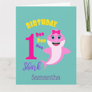 Cute Shark 1st Birthday  Card