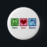 Cute Shark 2 Inch Round Button<br><div class="desc">This awesome blue shark gift is perfect for a school team with a great white shark mascot. Cool Peace Love Sharks design.</div>