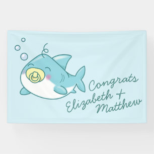 Cute Shark Baby Shower Kawaii Banner