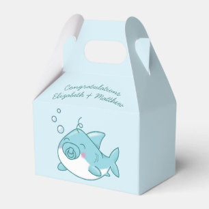Cute Shark Baby Shower Kawaii Blue Boy Favor Box
